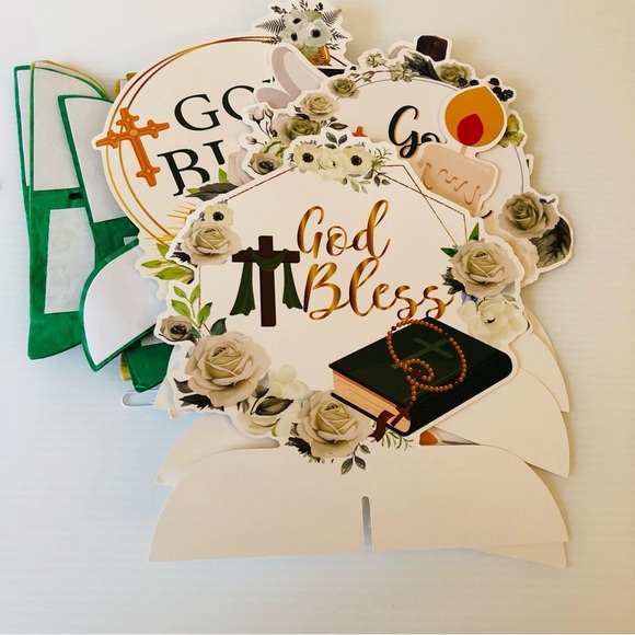 9 Piece First Communion/Baptism Decorations Honeycomb Centerpieces Table Décor - Picture 7 of 9